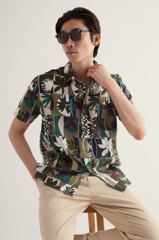 Camicia Uomo Maniche Corte Blue Heron