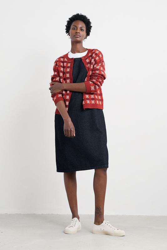 Cardigan Kensa a Quadri in Cotone Organico