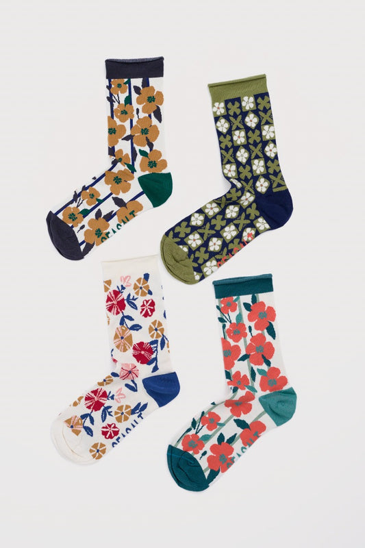 Scatola Regalo con 4 Paia di Calzini Arty Floreali da Donna