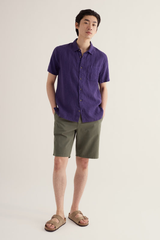 Camicia Uomo Maniche Corte in Lino Carne