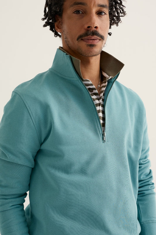Felpa Uomo Wood Moss con Zip a Quarto