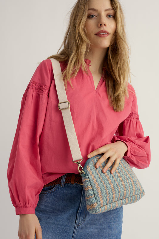 Borsa a tracolla a righe in juta Flourish