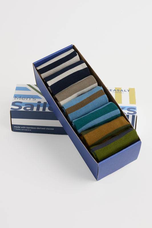 Confezione Regalo da 7 Paia di Calzini Uomo a Righe Sailor