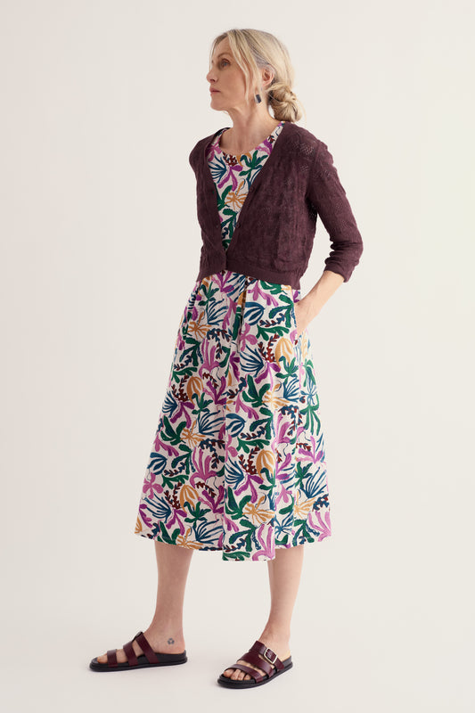 Vestito Midi Veronica a Maniche Corte in Cotone Organico Certificato GOTS