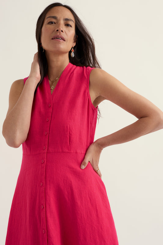 Vestito Senza Maniche Carved Wood in Lino