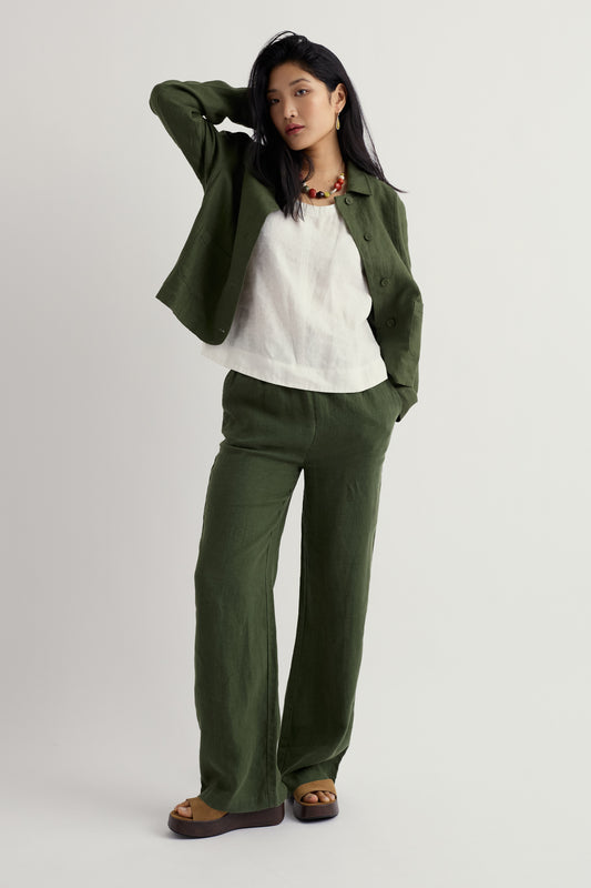 Pantaloni in Lino a Gamba Larga Tide Flow